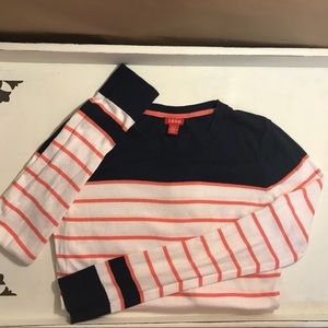 Striped IZOD Long Sleeve Shirt Navy White and Pink